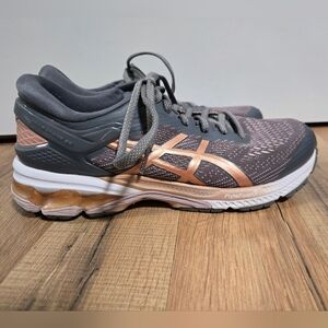 Asics Women's Gel Kayano 26 Running Shoes Gray and Rose Gold Athletic Size 9